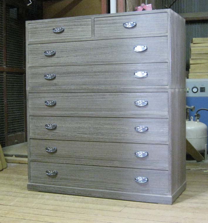 桐たんすタンスチェスト桐重ね式和モダン総桐整理箪笥・2段重ね・時代仕上げ製造直売商品番号78Y2