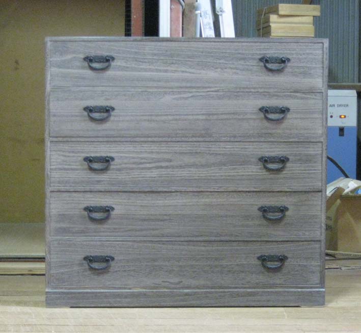 桐たんす桐タンス桐箪笥国産チェスト収納シンプル5段総桐整理箪笥5段・全段通し棚板・時代仕上げ製造直売商品番号7484