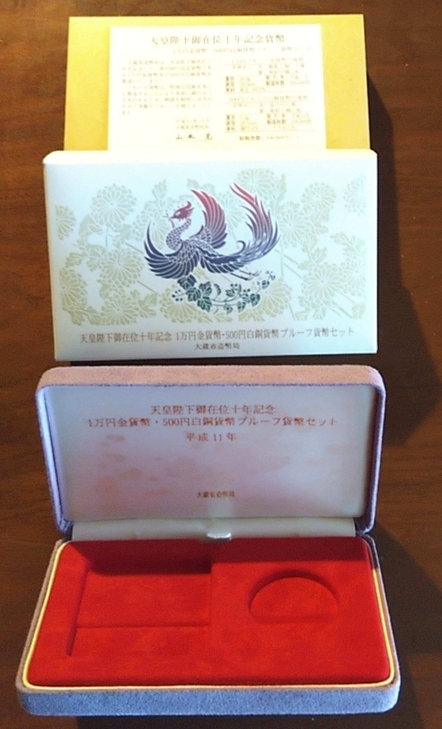 貨幣セットケース空箱天皇陛下御在位十年記念ケース平成11年商品番号1999