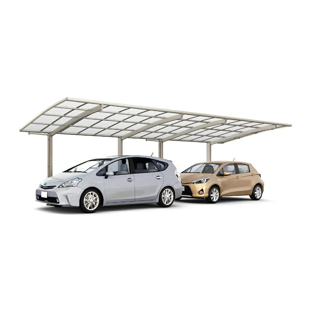 LIXIL リクシル フーゴR 1台用 縦2連棟 25-54型 H28柱 ポリカーボネート屋根材使用 『 カーポート 2台 本体のみ 駐車場 屋根 外構 エクステリア DIY 』