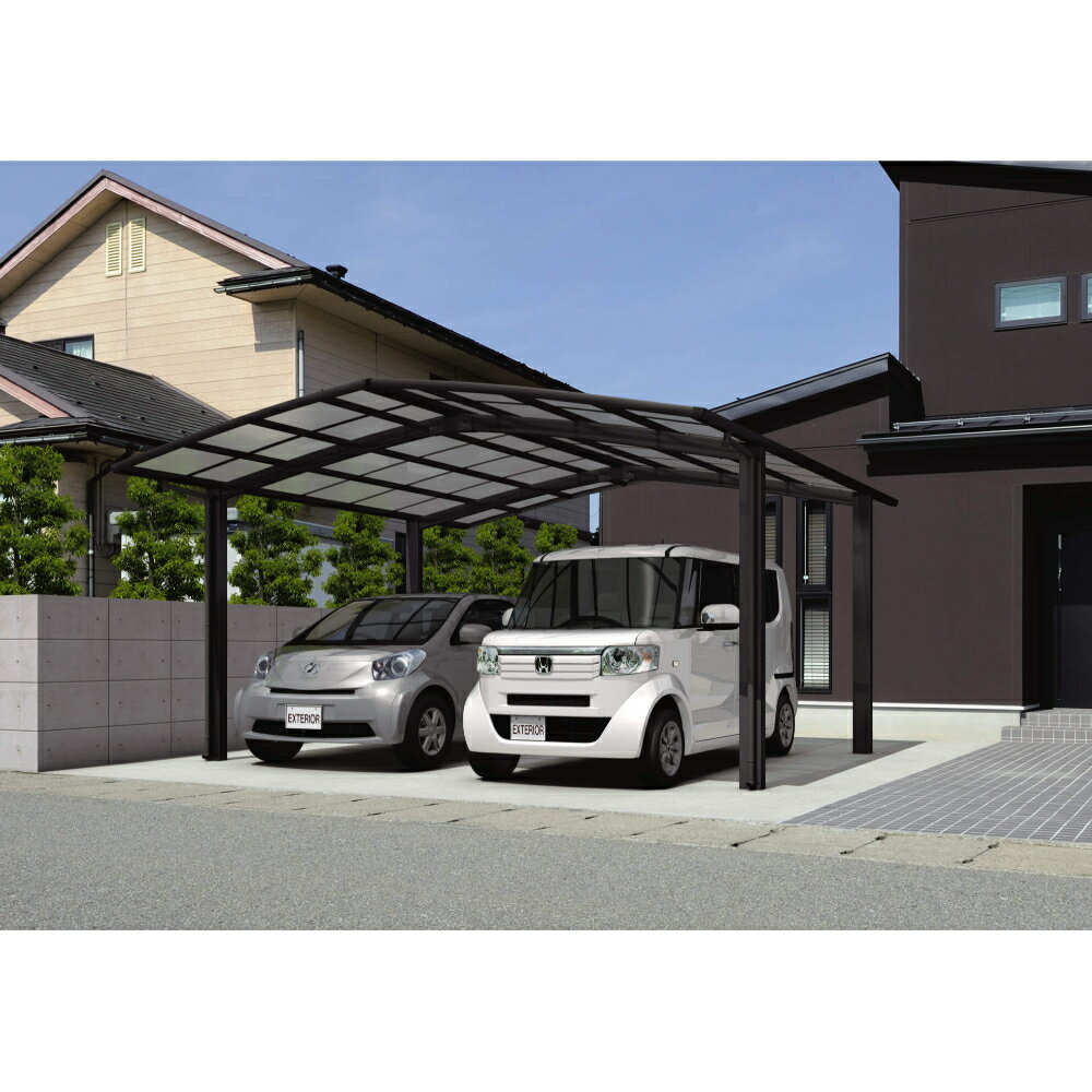 三協アルミ カムフィエース 2台用 M合掌タイプ 43 (30?30) H25 屋根材：ポリカーボネート板 柱4本 『 カーポート 2台 本体のみ 駐車場 屋根 外構 エクステリア 』