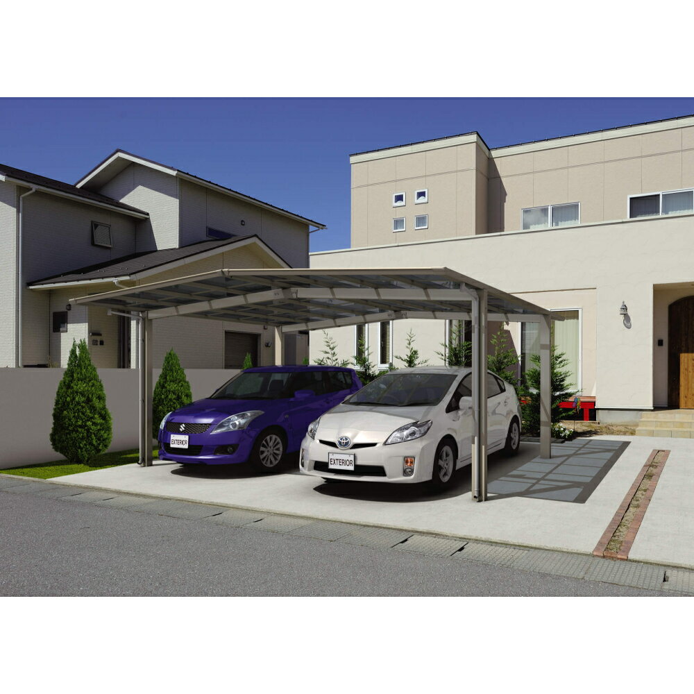 三協アルミ セルフィ 合掌 2台用 柱4本 43（30・30） H25 ポリカーボネート板 『 カーポート 2台 本体のみ 駐車場 屋根 外構 エクステリア DIY 』