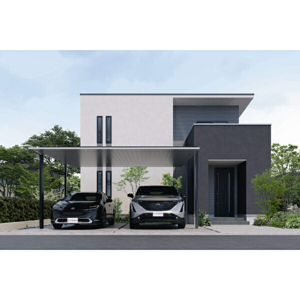 三協アルミ F2 エフツー 2台用 基本タイプ 5054 H28 天井材：形材色 柱4本 『 カーポート 2台 本体のみ 駐車場 屋根 外構 エクステリア 』