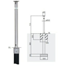 個人宅配送不可 帝金 KS-22CT バリカー上下式 スタンダード ステンレス製 直径48.6mm