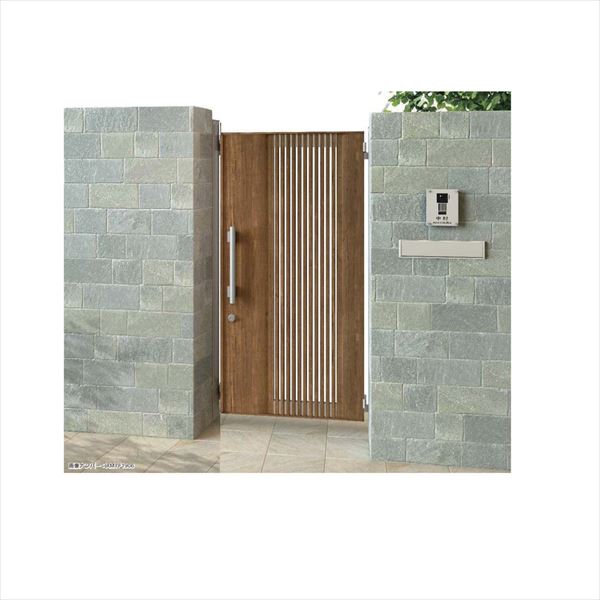 【送料無料】YKKAP エクスティアラ門扉シリーズ 1型 片開きセット 門柱仕様 08-14 木調カラー『ゲート ..
