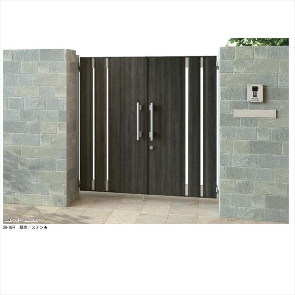 【送料無料】YKKAP エクスティアラ門扉シリーズ 2型 両開きセット 門柱仕様 10-14 アルミカラー『ゲート 部材 ガーデン 住宅 境界 入口 塀 壁 diy おしゃれ 形材 門扉』