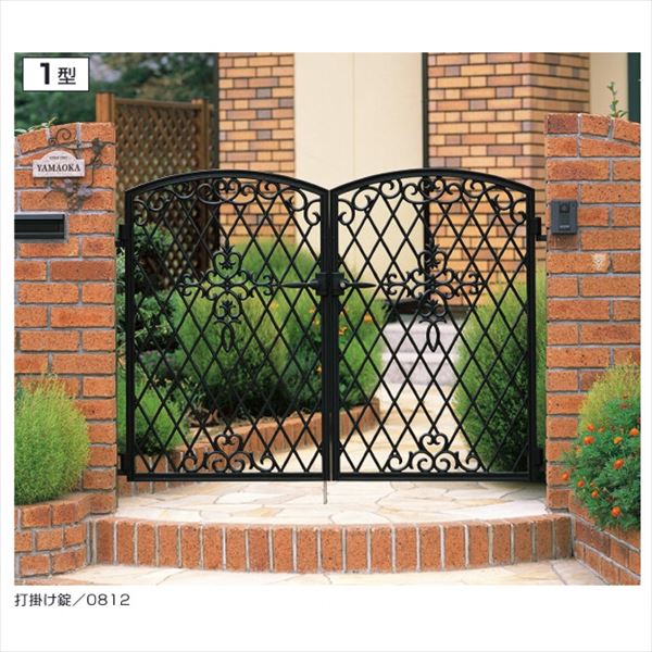 【送料無料】三協アルミ 門扉 ファンセル 1型 両開きセット 門柱タイプ 0712 ブラック『ゲート 部材 ガ..