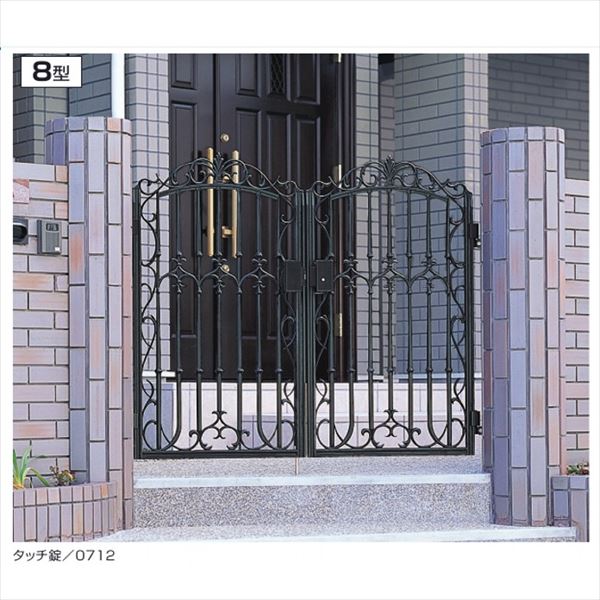【送料無料】三協アルミ 門扉 ファンセル 8型 両開きセット 門柱タイプ 0712 ブラック『ゲート 部材 ガーデン 住宅 境界 入口 塀 壁 diy おしゃれ 鋳物 洋風 門扉』 ブラック