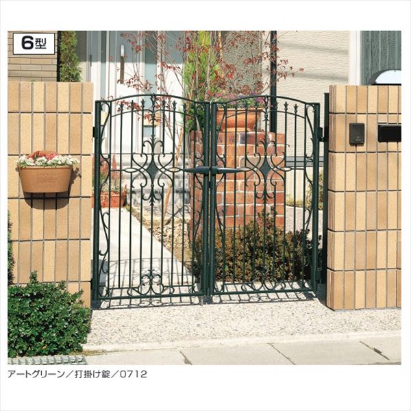 【送料無料】三協アルミ 門扉 キャスリート 6型 両開きセット 門柱タイプ 0812 『ゲート 部材 ガーデン 住宅 境界 入口 塀 壁 diy おしゃれ 鋳物 洋風 門扉』