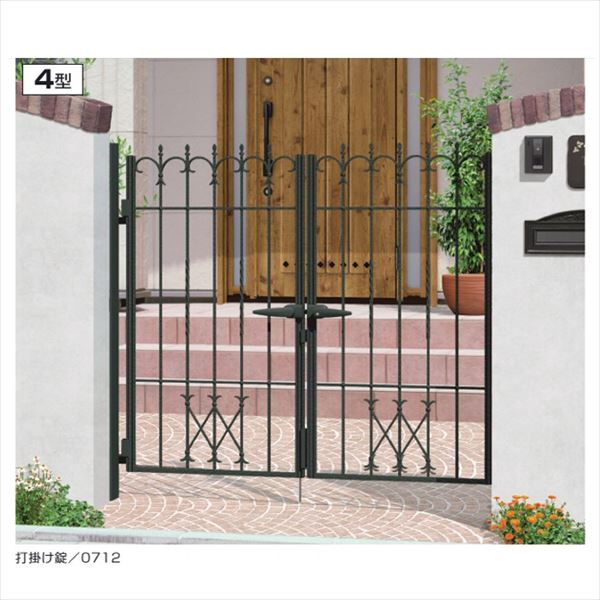 【送料無料】三協アルミ 門扉 プロヴァンス 4型 両開きセット 門柱タイプ 0812 アートブラック（KA）『..