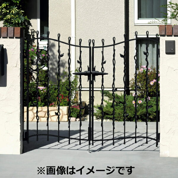 【送料無料】三協アルミ 門扉 プロヴァンス 6型 両開きセット 門柱タイプ 0610 アートブラック（KA）『..