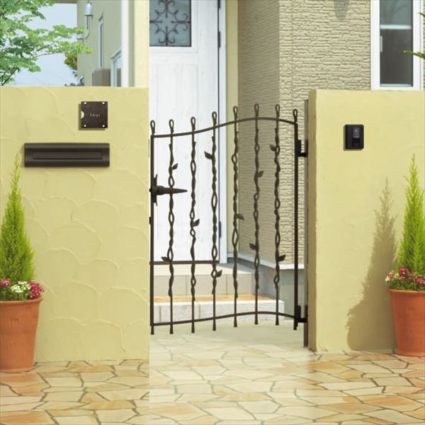 【送料無料】三協アルミ 門扉 プロヴァンス 6型 片開きセット 門柱タイプ 0612 アートブラック（KA）『ゲート 部材 ガーデン 住宅 境界 入口 塀 壁 diy おしゃれ 形材 門扉』
