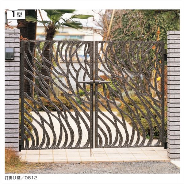 【送料無料】三協アルミ 門扉 美流 1型 両開きセット 門柱タイプ 0612 メタリックブロンズ（MBR）『ゲ..