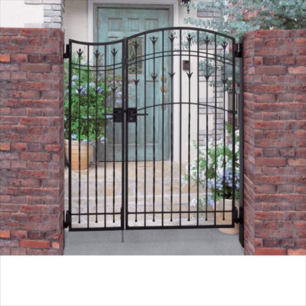 【送料無料】【法人様限定商品 個人宅・現場配送不可】四国化成 ブルーム門扉 M7型 柱仕様 親子開きセット 0414+0814『ゲート 部材 ガーデン 住宅 境界 入口 塀 壁 diy おしゃれ 鋳物 洋風 門扉』 ブラックつや消し