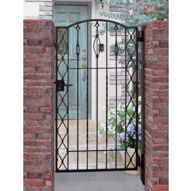 【送料無料】【法人様限定商品 個人宅・現場配送不可】四国化成 ブルーム門扉 M9型 柱仕様 片開きセット 0814『ゲート 部材 ガーデン 住宅 境界 入口 塀 壁 diy おしゃれ 鋳物 洋風 門扉』 ブラックつや消し