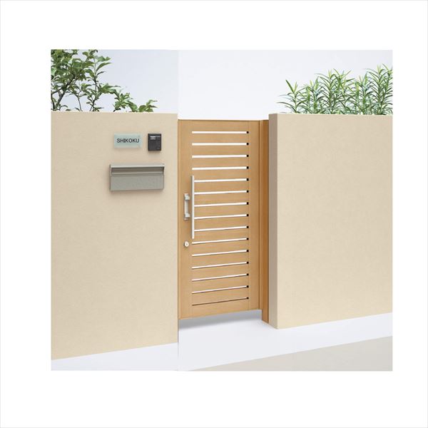 【送料無料】【法人様限定商品 個人宅・現場配送不可】四国化成 アレグリア門扉 TL4型 柱仕様 片開き 1016 木調タイプ『ゲート 部材 ガーデン 住宅 境界 入口 塀 壁 diy おしゃれ 形材 門扉』 ライトブラウン