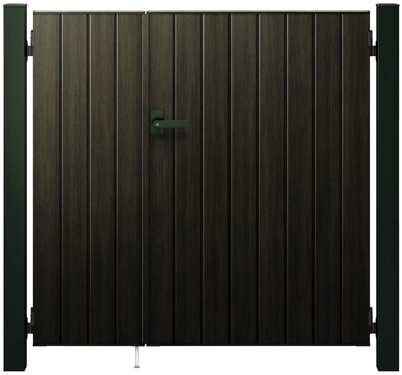 【送料無料】YKKAP ルシアス門扉TM2型 親子開き 門柱仕様 04・08-14 内開き仕様 UME-V-TM2『木調 ゲー..