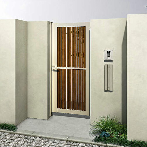 【送料無料】YKKAP ルシアス門扉S03型 片開き 門柱仕様 08-10 内開き仕様 UME-S03『ゲート 部材 ガーデン 住宅 境界 入口 塀 壁 diy おしゃれ 形材 門扉』 複合カラー