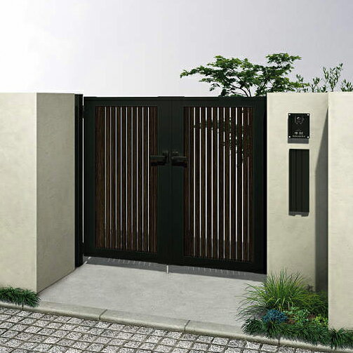 【送料無料】YKKAP ルシアス門扉TS1型 両開き 門柱仕様 08-14 内開き仕様 UME-V-TS1『ゲート 部材 ガー..