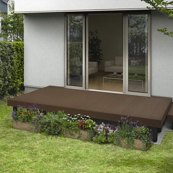 【本格的】【組み立て式】YKKAP リウッドデッキ200 Cタイプ 高さ170 3.5間×4尺（2連棟） ウッドデッキ 人工木 樹脂 diy『 縁台 縁側 キット 腐らない 庭 テラス 』