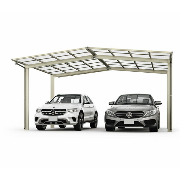 【キャンペーン対象商品】【商品のみ】カーポート 2台用 YKKAP YKK エフルージュ FIRST Z 750タイプ M合掌セット(アルミカラー) M57-24・24 標準柱(H22) 一般ポリカーボネート板 JCS-B 『車庫 ガレージ おしゃれ di(4)