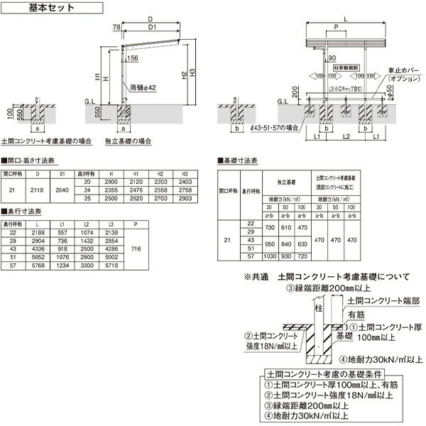サイクルポート YKKAP エフルージュ ミニ FIRST 600タイプ 22-21 H20柱 ポリカ屋根...