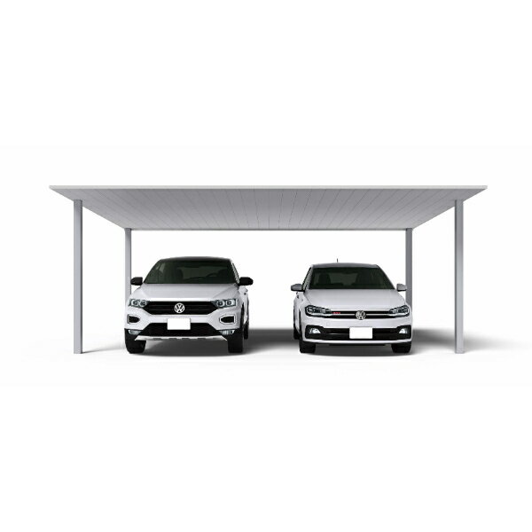 【商品のみ】カーポート 2台用 YKK YKKAP PLAIN ROOF プレーンルーフ 600タイプ 単体セット 50-54M H25『 YKKAP カーポート 車庫 ガレージ 駐車場 屋根 2台用 アルミ屋根 おしゃれ 』 アルミ色 ブラスト仕上げ