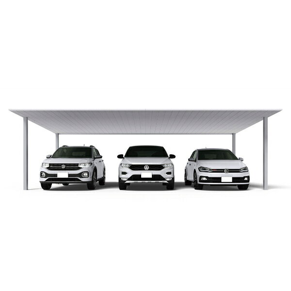 3 Car - 【商品のみ】カーポート 3台用 YKK YKKAP PLAIN ROOF プレーンルーフ 600タイプ 単体セット 54-80 H22『 YKKAP カーポート 車庫 ガレージ 駐車場 屋根 3台用 アルミ屋根 おしゃれ 』 アルミ色 ブラスト仕上げ