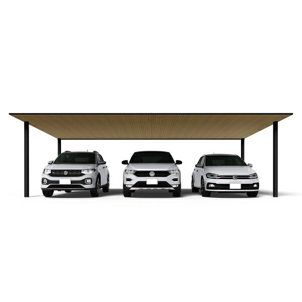 【商品のみ】カーポート 3台用 YKK YKKAP PLAIN ROOF プレーンルーフ 600タイプ 単体セット 50-72L H25『 YKKAP カーポート 車庫 ガレージ 駐車場 屋根 3台用 アルミ屋根 おしゃれ 』 複合色(ラミネート) 木調