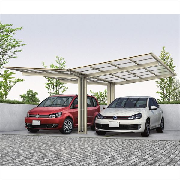 全国配送 YKKAP YKK カーポート エフルージュ FIRST 600タイプ Y合掌セット Y51-24・24 H22 熱線遮断ポリカーボネート屋根 DCS 『 カーポート 車庫 ガレージ 駐車場 屋根 diy 』 中帯：木目カラー