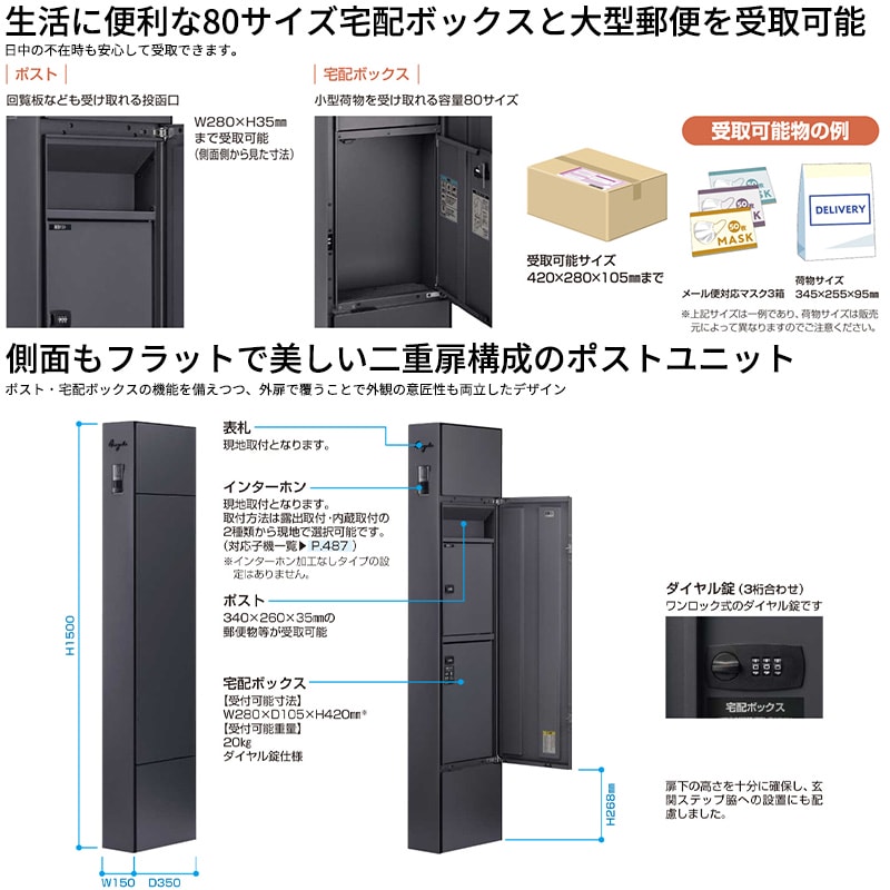 YKKAP allFACE オルフェス ポストユニット WMB-1 LED照明付き表札 LEDプレートサイ...