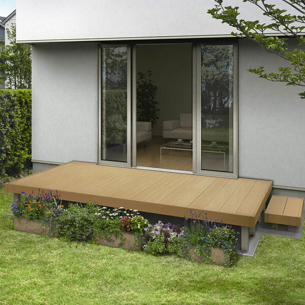 【本格的】【組み立て式】YKKAP リウッドデッキ200 Tタイプ 高さ400〜550 2間×8尺 ウッドデッキ 人工木 樹脂 diy『 縁台 縁側 キット 腐らない 庭 テラス 』