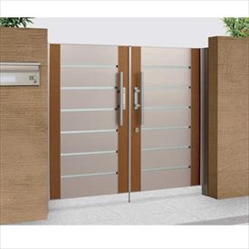 【送料無料】【法人様限定商品 個人宅・現場配送不可】四国化成 アルディ門扉6型 柱仕様 0714 両開き 『ゲート 部材 ガーデン 住宅 境界 入口 塀 壁 diy おしゃれ 形材 門扉』 マロンブラウン