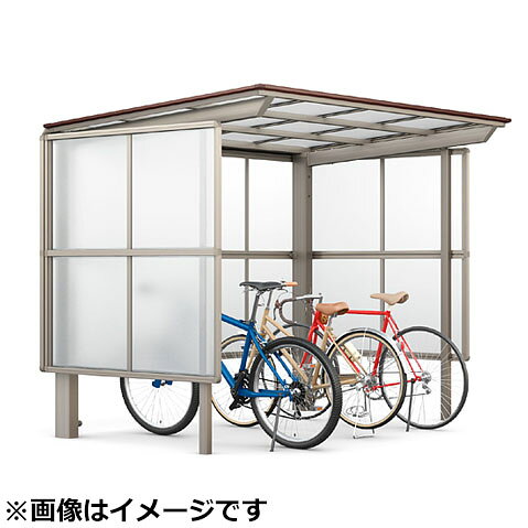 リクシル サイクルポート フーゴF パーク 22-21型 パネル高さ H：1800 ポリカ板 『サビに強いアルミ製 家庭用 自転車置き場 屋根』 アルミ形材色＋木調色
