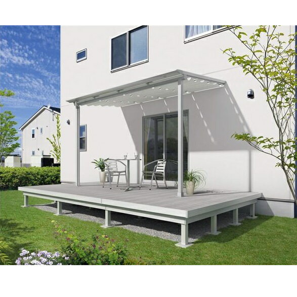 【本格的】【組み立て式】三協アルミ 屋外フローリング ラステラ 4.0間×12尺 標準納まり 束柱・固定／..