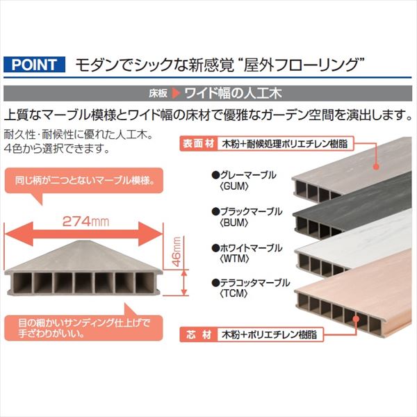 三協アルミ 屋外フローリング ラステラ 5.0間×15尺 標準納まり 束柱・固定／標準タイプ NRD-3015 『ウッドデッキ 人工木 樹脂デッキの進化形』 3