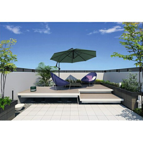 【本格的】【組み立て式】三協アルミ 屋外フローリング ラステラ 1.0間×10尺 床張り出し納まり ダブル..