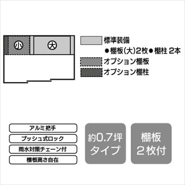 キロスタイル-SK キロスタイル物置 0.7坪タイプ 棚板付 『日本製 サンキンとコラボ!ホームセンターでも大人気シリーズです 中型・大型物置 屋外 DIY向け』 ギングロ