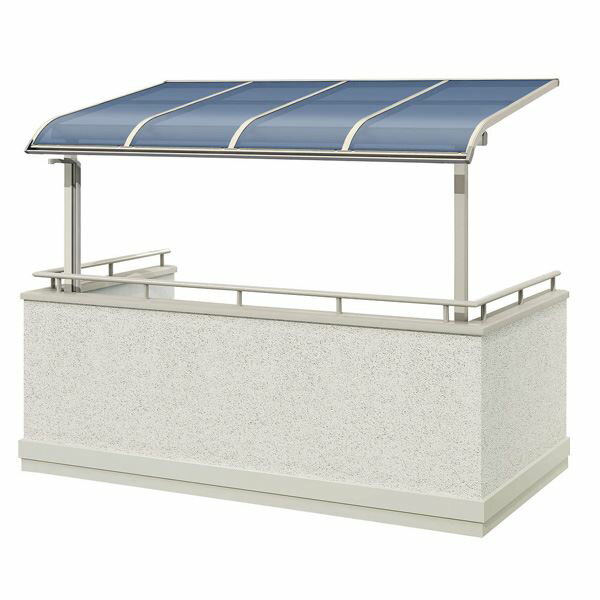 【送料無料】YKK 躯体式バルコニー屋根 ソラリア Bタイプ 柱奥行移動タイプ 1間×4尺 アール型 下止め施工 ポリカ屋根 関東間 600N／m2 中間取付金具セット付 後付け 『 テラス バルコニー ベランダ 屋根 diy 』