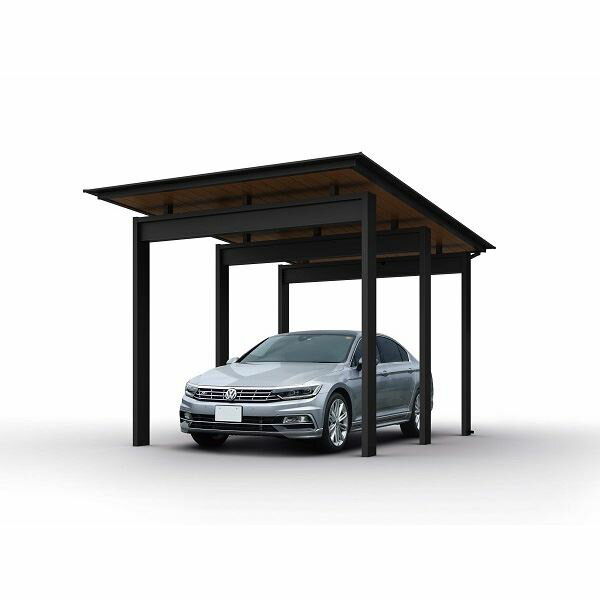 YKK カーポート エクスティアラ ルーフ 単体セット 57-34N 標準柱 積雪50cm用 ダウンライト付き 軒天カラー:アルミ(木目調) 『 カーポート 車...