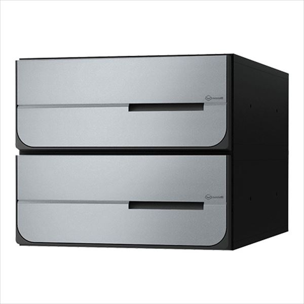 ナスタ 集合住宅用ポスト 前入後出/投入口側のみ防滴タイプ ヨコ型/横開き シリンダー錠 戸数2 KS-MB6302PY-2C-SV シルバー