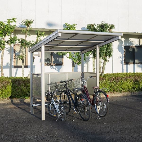 サイクルポート 大仙(ダイセン) 自転車置場F(フラット) 積雪20cm仕様 間口18 側面/背面パネル1段 BSF-1801〇□ 3台用 『アルミ製 家庭用 駐輪 自転車置き場 屋根』 kiro-2-10381808 エクステリアのプロショップ キロ サンプル画像3