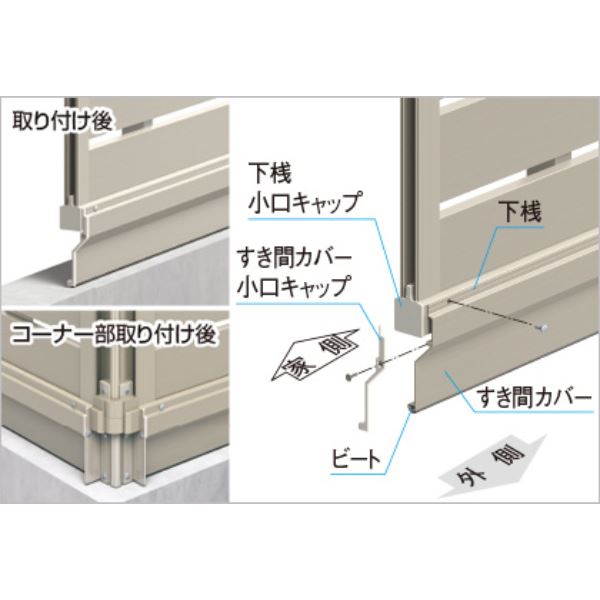 三協アルミ シャトレナ2 オプション 下桟すき間カバーコーナーキャップ 1組 アルミフェンス 柵 