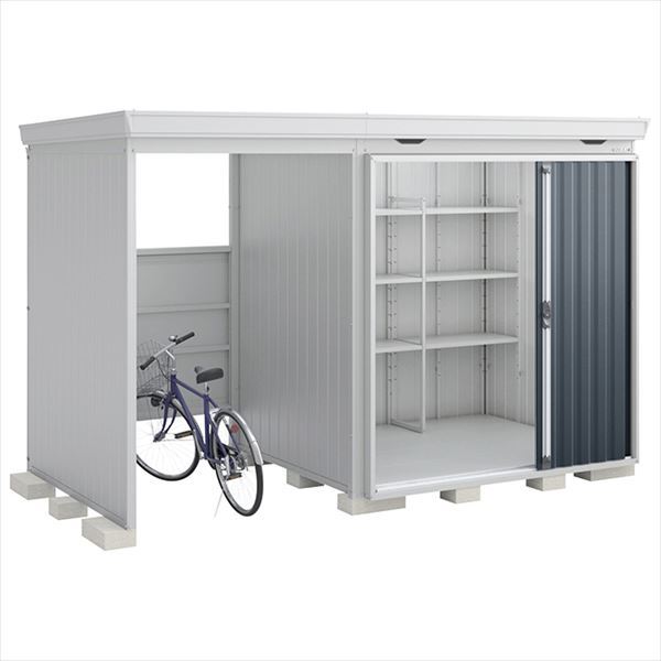 『配送は関東・東海限定』イナバ物置 FW／フォルタ ウィズ FW-15K+2218H CG ハイルーフ　左側開放スペース 豪雪型『開放スペース併設物置』『追加金額で工事も可能』 CG（チャコールグレー）