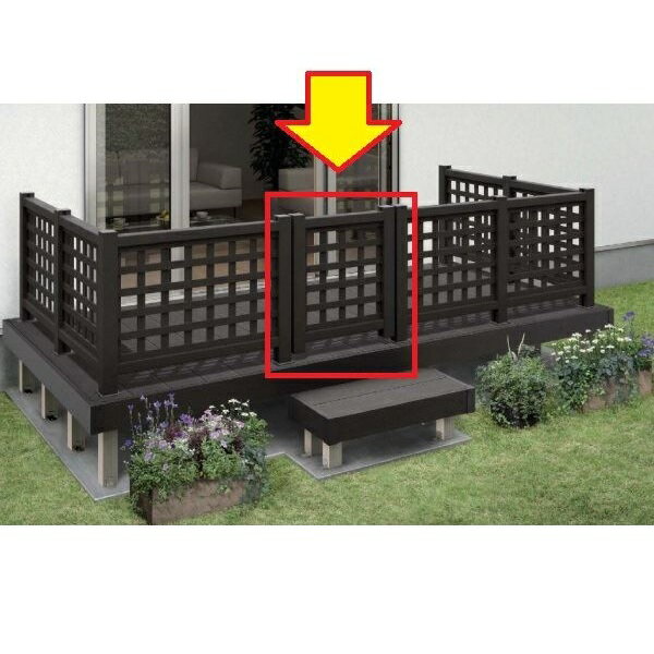 YKKAP リウッドデッキ200 リウッドデッキ門扉1型（井桁格子） T80＋中柱＋（吊元用）中柱セット ウッド..