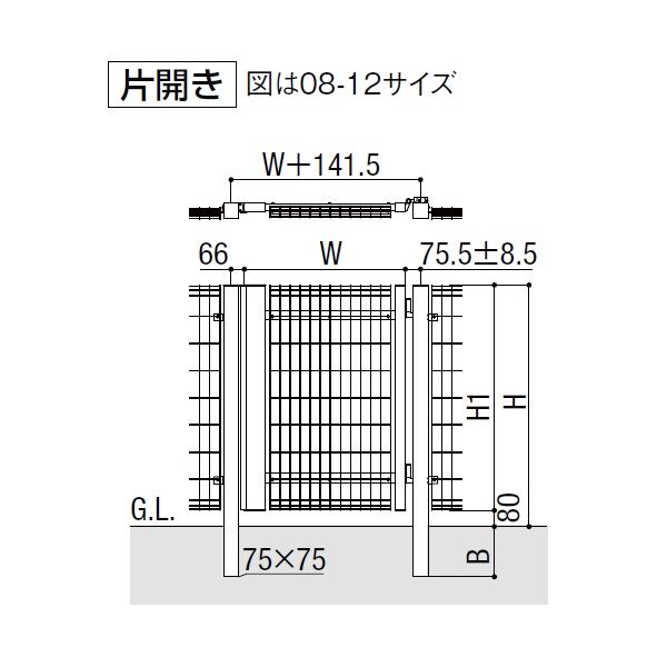 【送料無料】リクシル TOEX ハイグリッド門扉NF1型 柱使用 09-18 片開き シリンダ...