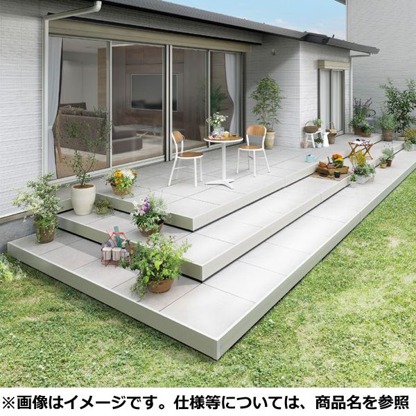 Rakuten - 【本格的】【組み立て式】『配送は関東・東海限定』 リクシル タイルデッキ ステップ無し 間口：2400mm×出幅：1800mm 基礎束柱Aセット 『LIXIL ウッドデッキ 縁台 縁側 diy キット 庭 屋外 屋根 おしゃれ 』