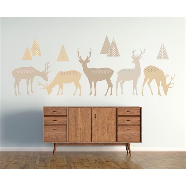 東京ステッカー 高級ウォールステッカー 動物 ニホンジカ Sサイズ ＊TS0017-BS ベージュ 『おしゃれ か..