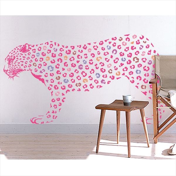 東京ステッカー 高級ウォールステッカー 動物 ヒョウ Sサイズ ＊TS0019-CS ピンク 『おしゃれ かわいい..