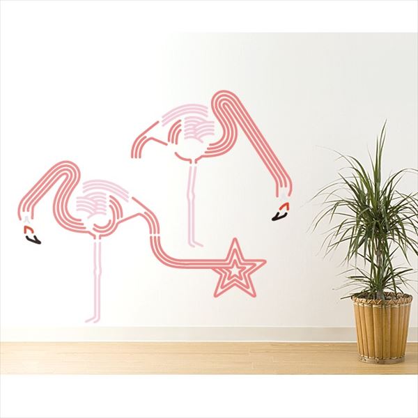 東京ステッカー 高級ウォールステッカー 動物 フラミンゴ ドリンク Lサイズ ＊TS0046-AL ピンク 『おし..